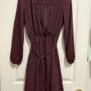 GAP Red Wrap Dress with Bishop Sleeves